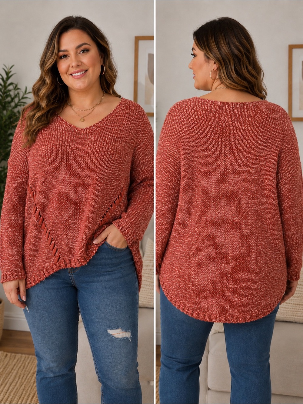 George Plus Marled Knit Tunic Sweater – Women’s 2X